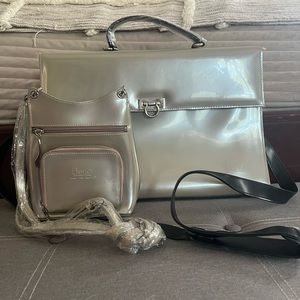 Beijo Gray/Tan Business Class Bag Set
